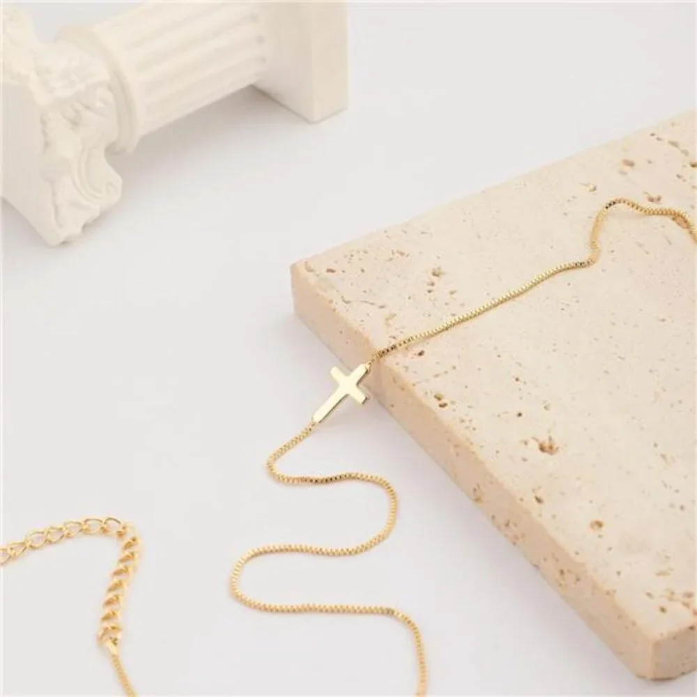 Cross Necklace for Women 14K Real Gold Silver Plated Dainty Small Cross Pendant